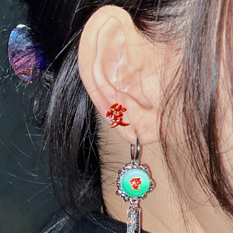 Red “gaara”Love earring
