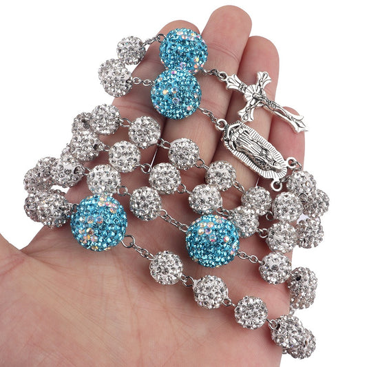 Rosary-Silver Remix Blue Drill Ball