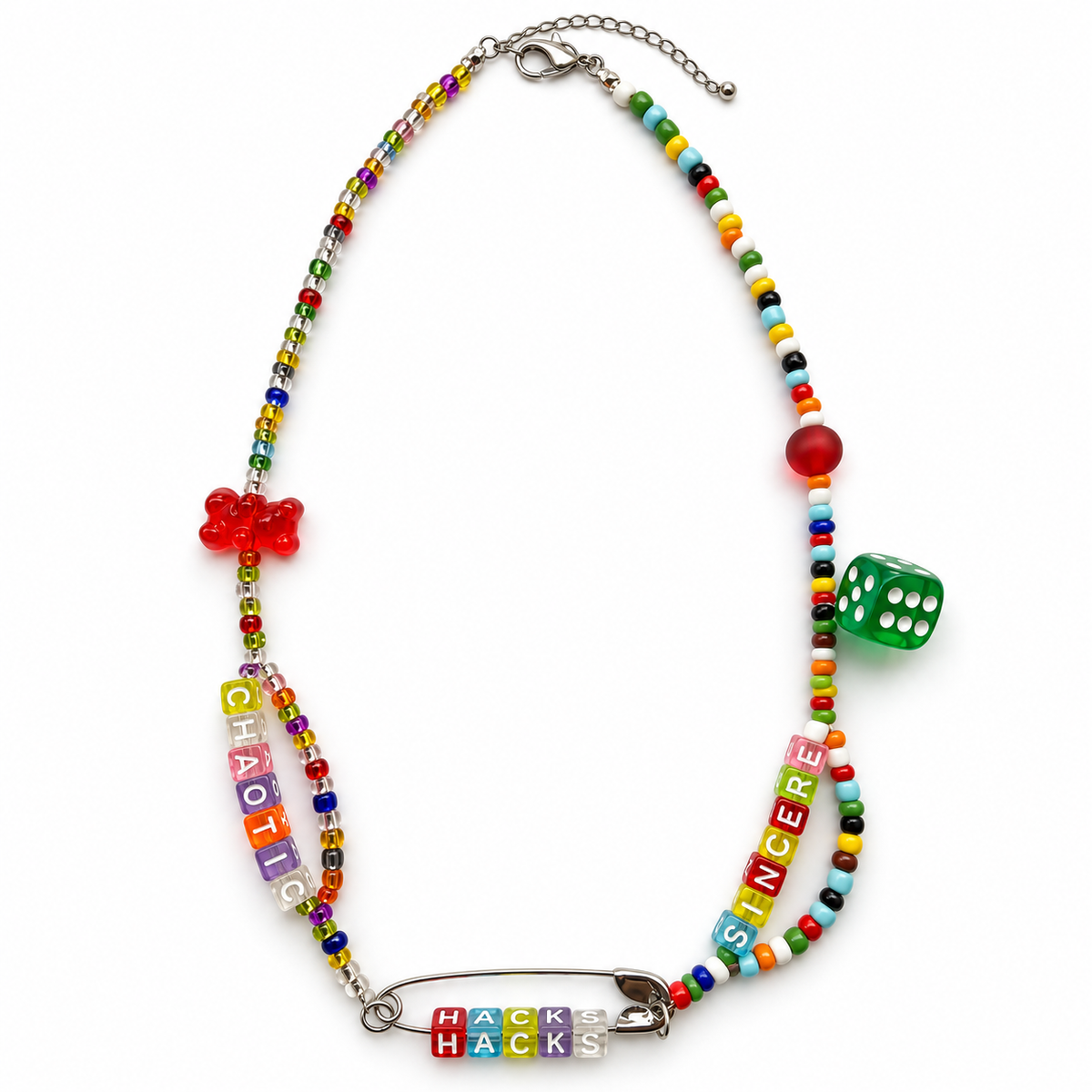 AVA — Safety-Pin Beaded Necklace