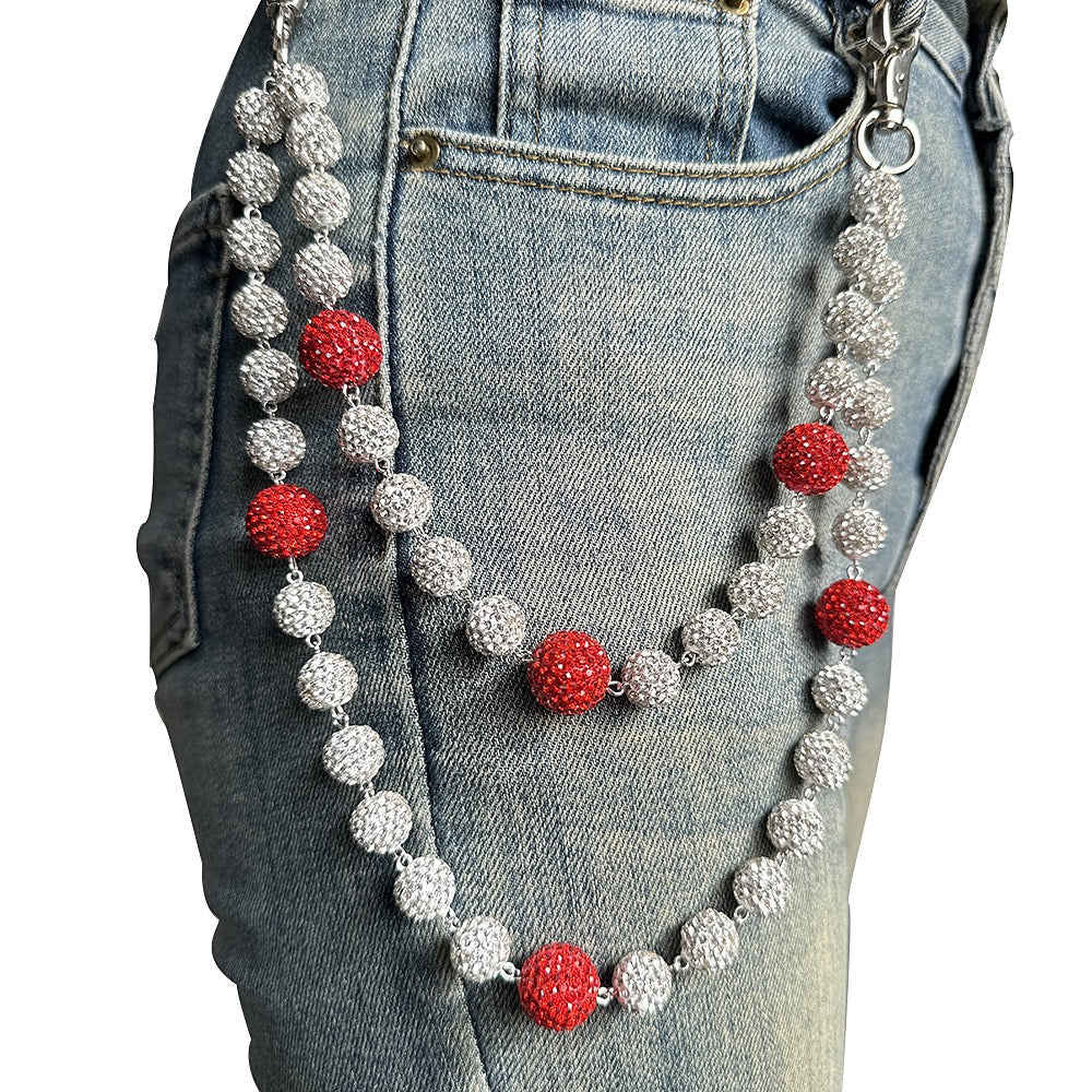 Drill Ball Pants Chains-Blood Red