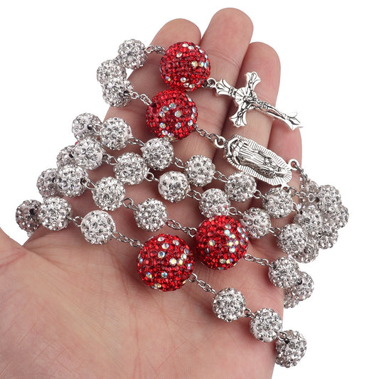 Rosary-Silver Remix Red Drill Ball