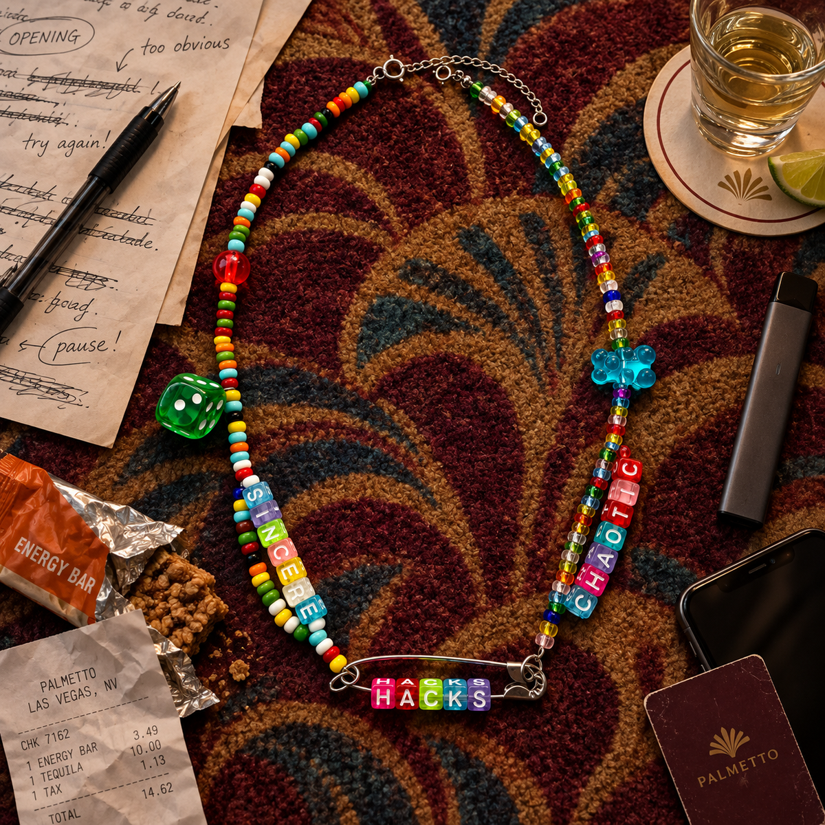 AVA — Safety-Pin Beaded Necklace