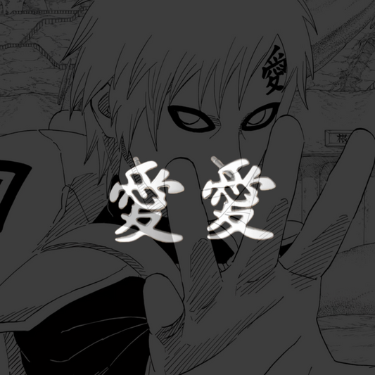 Gaara "Love" Kanji Earrings, Naruto InspiredStainless Steel Studs, Japanese AnimeStreetwear Jewelry for Men Women, Gift forOtaku Fans