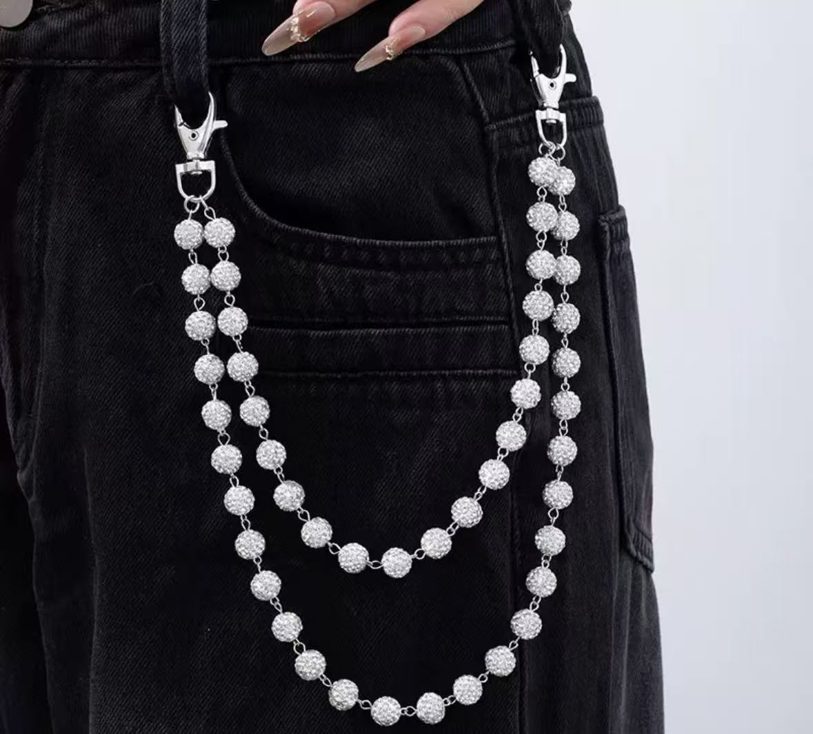 Drill Ball Pants Chains-Silver