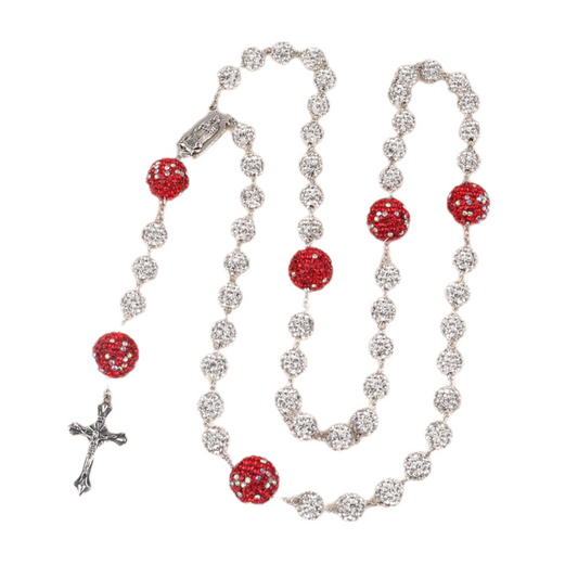 Rosary-Silver Remix Red Drill Ball