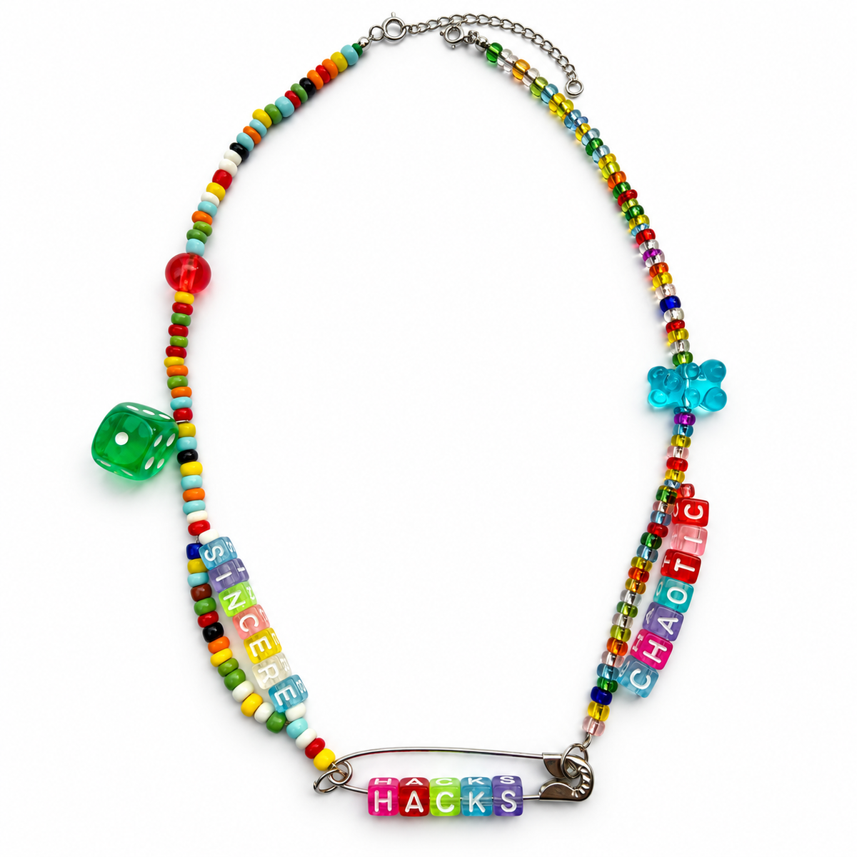 AVA — Safety-Pin Beaded Necklace
