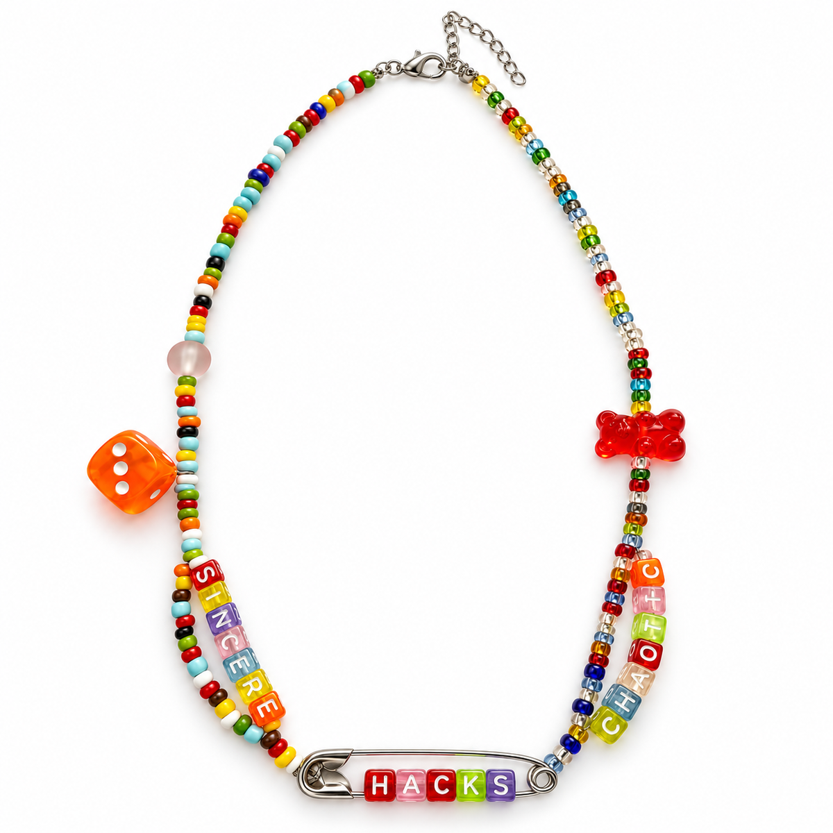 AVA — Safety-Pin Beaded Necklace