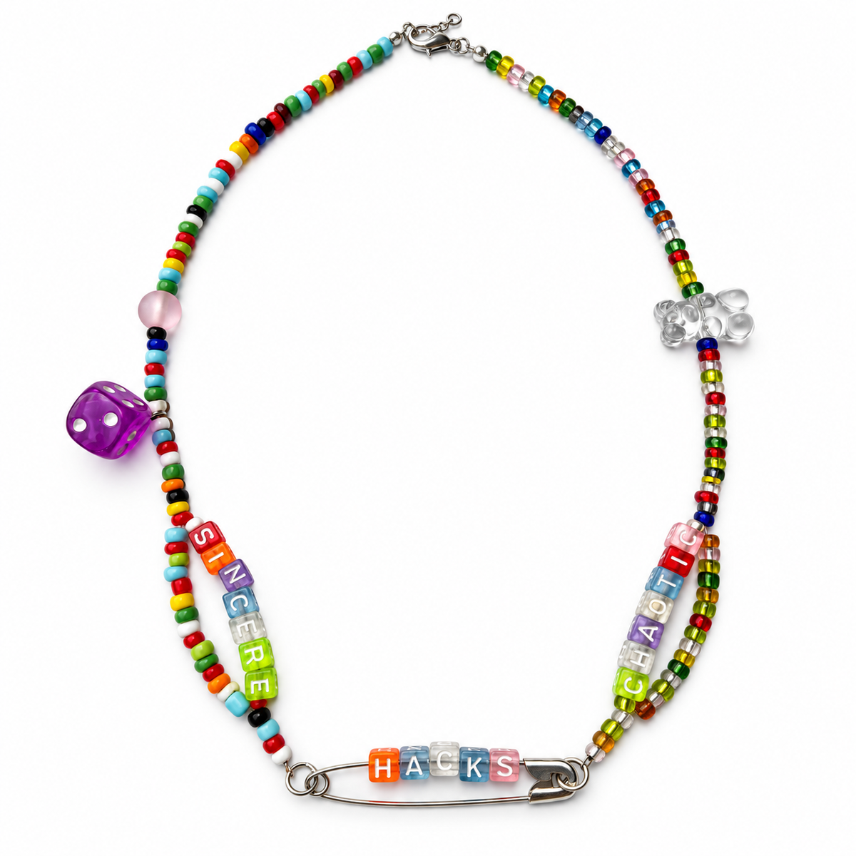 AVA — Safety-Pin Beaded Necklace